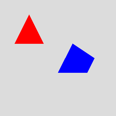 多角形を描画している例．この例では三角形と不等辺の四角形を描画している．